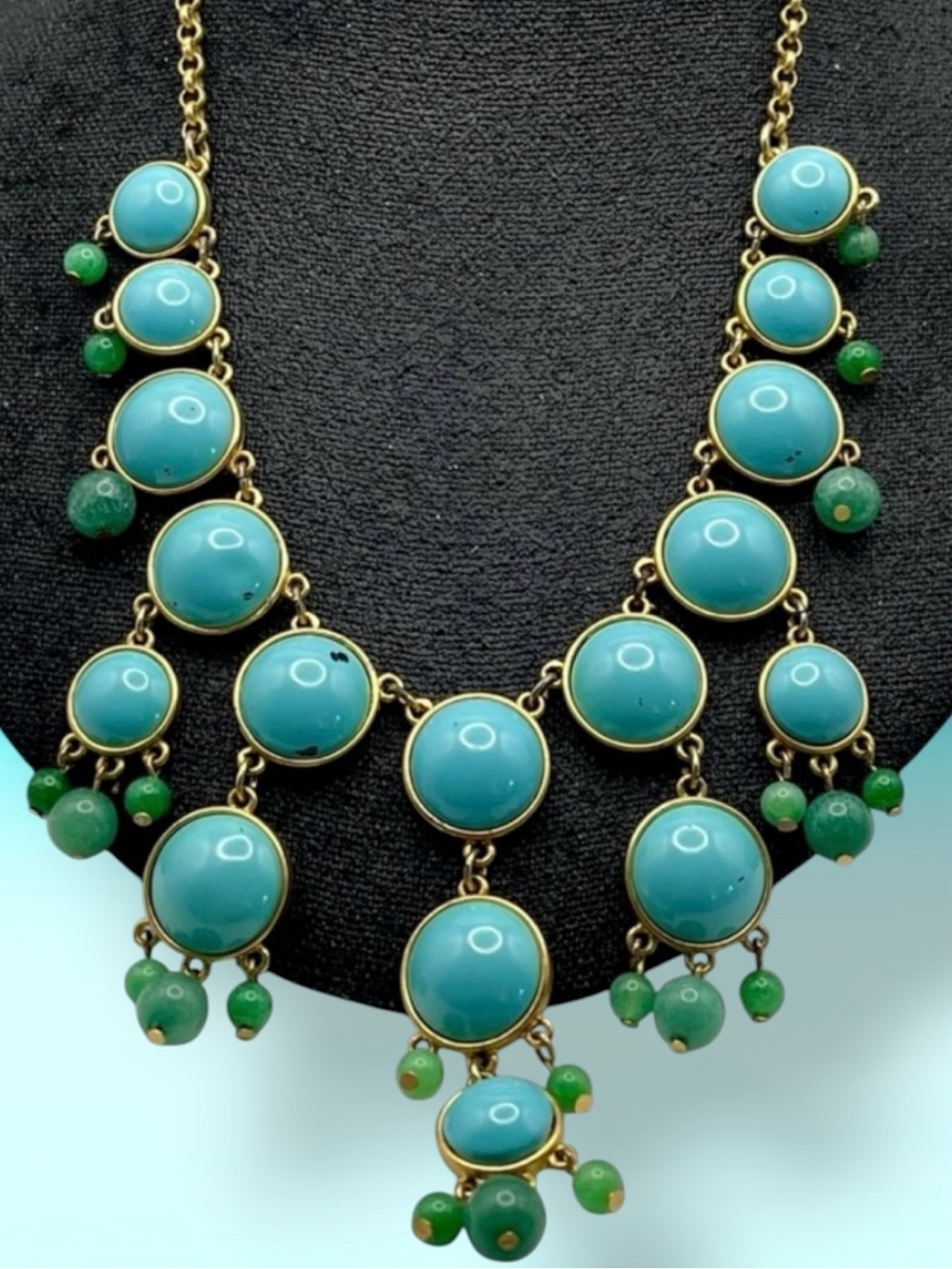 Stylish Talbots Faux Turquoise Bib Drop Statement Necklace Coastal Vibe - Picture 7 of 16